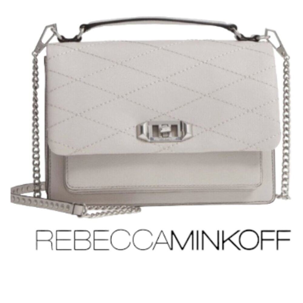 Rebecca Minkoff Medium Je T'aime Leather Crossbody Shoulder Handbag -Gray
